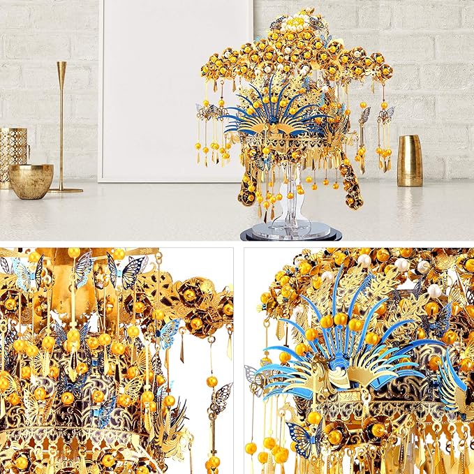 Piececool 3D Puzzles for Adults Metal Model Building DIY Kit-Phoenix Coronet DIY Craft Kits for Teens, Anxiety Relief Puzzle Toys, Great Gift Idea-433 Pcs