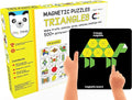 New Magnetic Puzzles : Triangles - Includes 250 Colorful Magnets 100 Puzzles Magnetic Board Display Stand