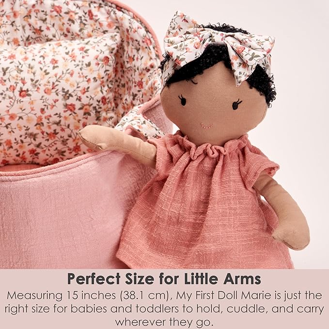 MON AMI My First Doll Marie - 15” Soft & Cuddly Baby Plush Stuffed Doll for Girls, Babies, Toddlers, Pre-School Kids