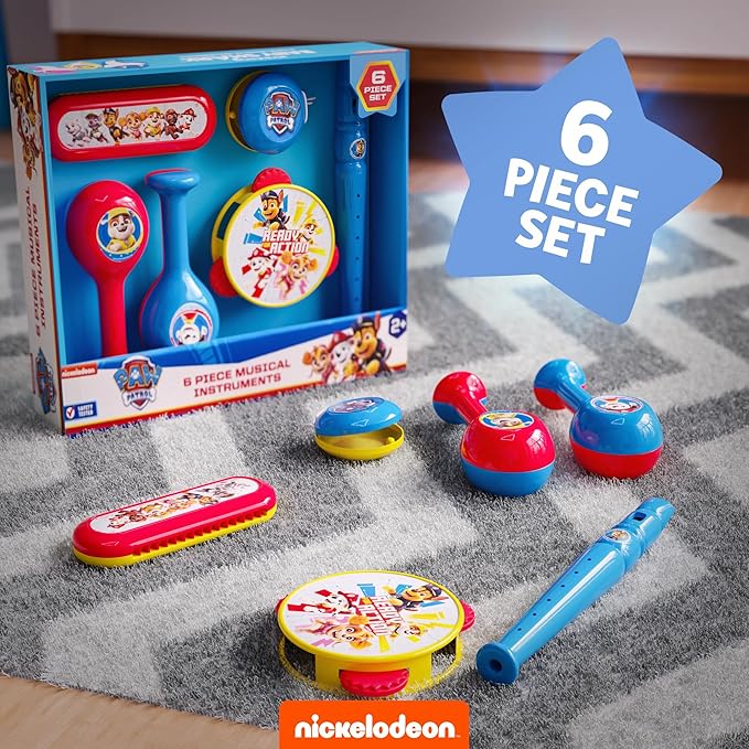 Lollipop Little Tikes Musical Instruments Set - Flute, Maracas, Harmonica, Tambourine for Toddlers, Educational Musical Toys Toys for Kids 24 Months+ (Paw Patrol red)