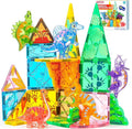 SYNCFUN Magnetic Building Tiles Dinosaur Set for Kids, 50PCS Including 5 Cute Dinosaurs, Educational STEM Toy for Boys & Girls Ages 3-5 4-8, Christmas Birthday Party Gift for Toddlers