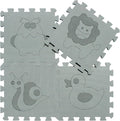 qqpp EVA 18 Tiles Baby Play Mat for Playing, Interlocking Foam Floor Mats for Tummy Time & Crawling, Puzzle Flooring Tiles with Animals Laser Pattern for Kids. Gray. QL-11(L) b18N