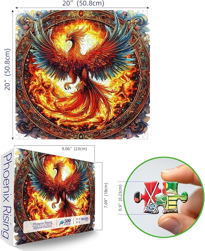 500 Piece Puzzles for Adults, Phoenix Rising Jigsaw Puzzles 500 Pieces, Difficult Challenging Unique Family Adults Puzzle, 20x20 Inch