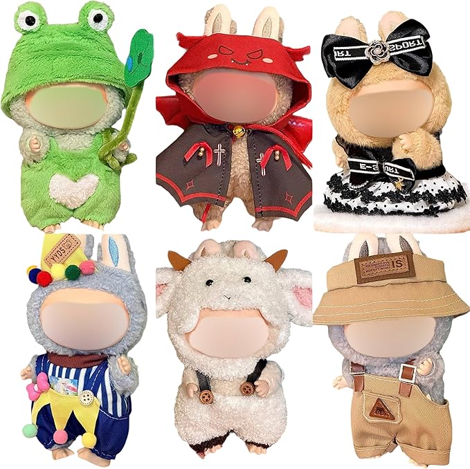 6 Sets Cute Clothes for 17cm Blind Box Doll (No Doll), Mini Fashion Outfit Dress Up Accessories