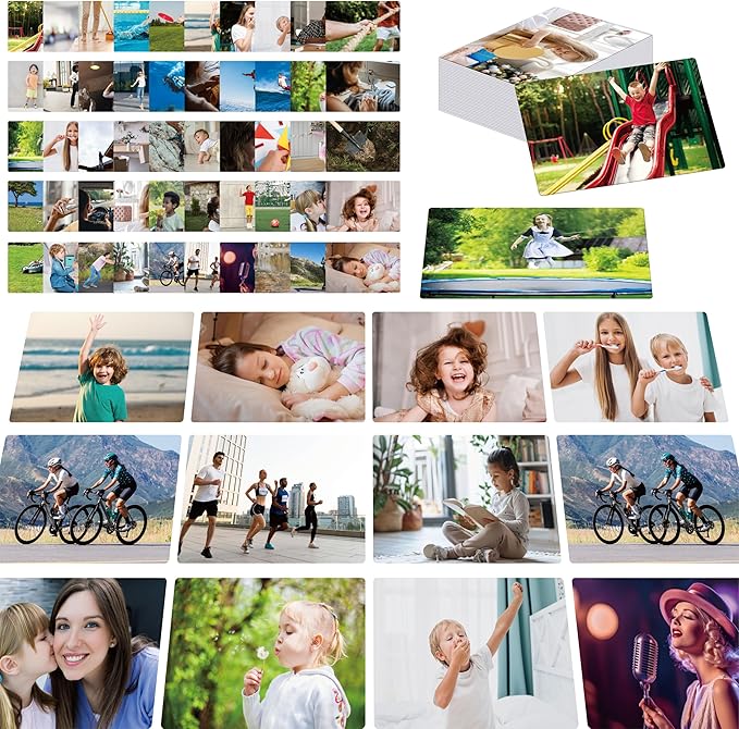 50 Verb Flashcards, Picture & Word Cards Action Language Builder Visual Aid Language Learning Tool for Autism, ESL Teaching Materials for Adults, Non-Verbal Children Vocabulary Builder for Kids