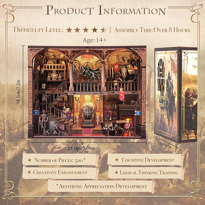 Miniature Book Nook Kit - DIY Tiny House with LED Light and Type-C Port,Ideal Craft Gift for Adults & Teens,Beautiful Bookshelf Décor for All Occasions