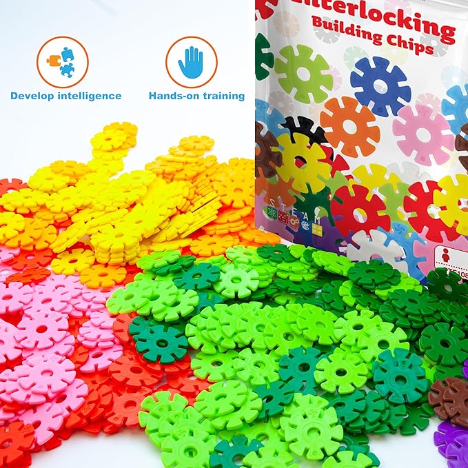 PicassoTiles Building Chips Interlocking Disc Construction Blocks in Light Green Color STEM Learning Early Education Toy Engineering Playset Child Brain Development for Girls Boys Kids Age 3+ PTF108