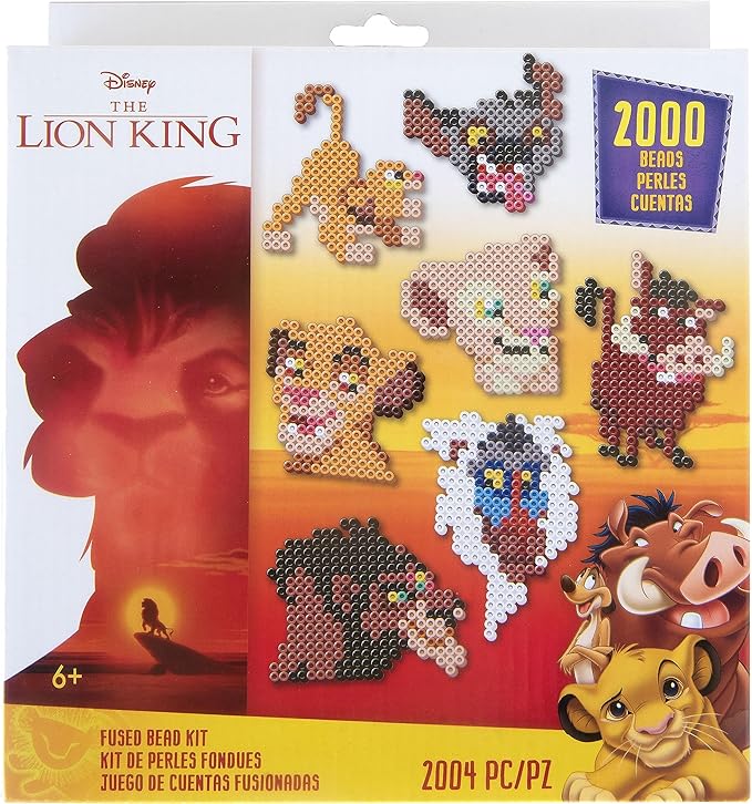 Perler 80-57046 Disney's The Lion King Fused Bead Craft Activity Kit, Includes 9 Patterns, Multicolor, 2004 Pieces