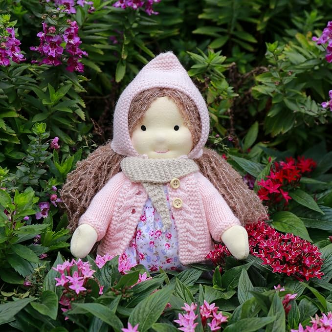 BlissfulPixie Waldorf Doll - Handmade Personalized Plush Collectors Doll for Kids Birthday Present with Beautiful Box - Luna 12"