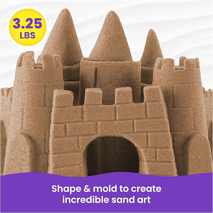 Kinetic Sand, 3.25lbs Beach Play Sand, Moldable Sensory Toys for Kids, Resealable Bag (Packaging May Vary), for Ages 3 and up