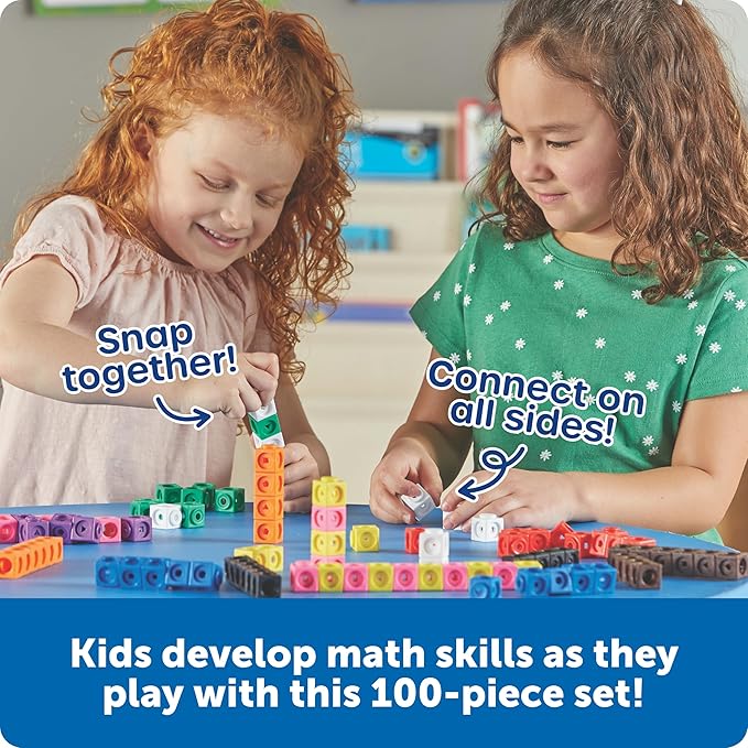 Learning Resources MathLink Cubes - Set of 100 Cubes, Ages 5+ Kindergarten, STEM Activities, Math Manipulatives, Homeschool Supplies, Teacher Supplies