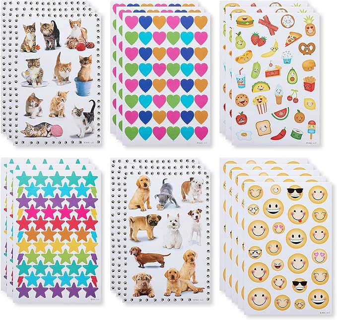 American Greetings Stickers for Kids, Assorted Shapes, Animals and Smiley Faces (599 Stickers)