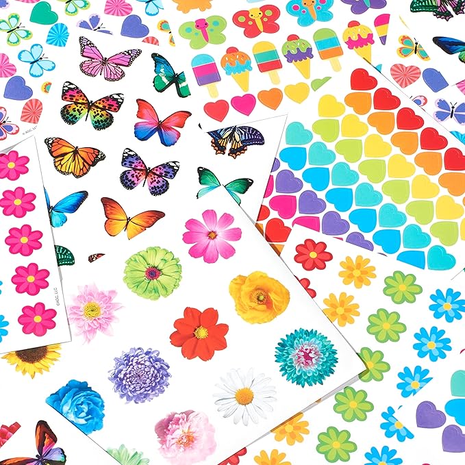 American Greetings 867-Count Bulk Stickers for Kids, Butterflies and Flowers