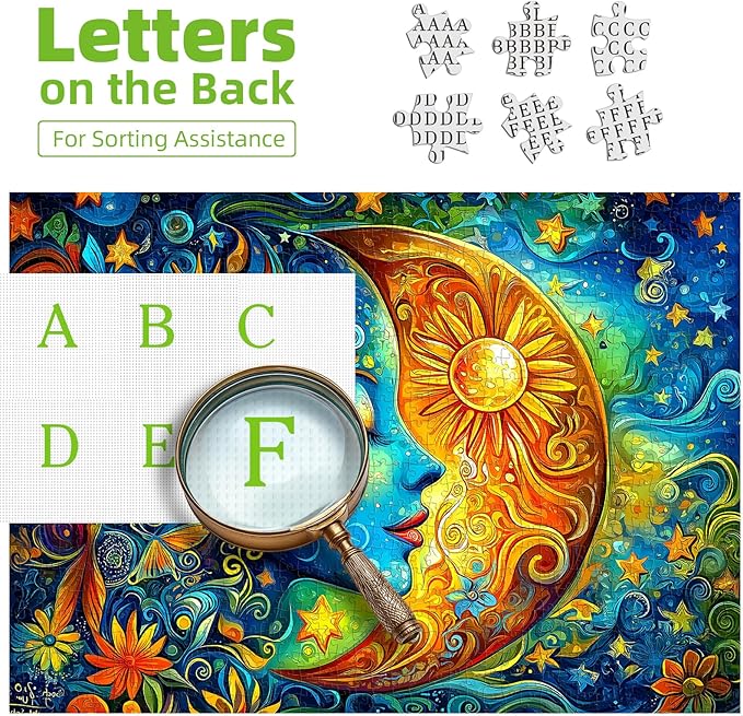 Moon Puzzles for Adults 1000 Pieces Blue Girl Face Art Flowers Puzzle for Adults Jigsaw Puzzles 1000 Pieces with Letters on Back Hard Impossible Difficult challenging Family Puzzle (27.5"x19.6")