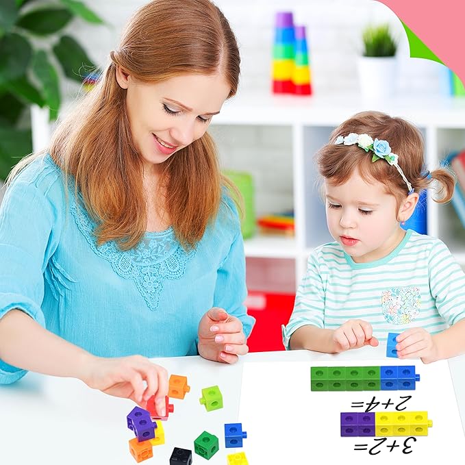SpriteGru 200PCS Math Linking Cubes, Connecting and Counting Snap Blocks for Early Learning, Educational Toy for Preschool, Kindergarten, Homeschool