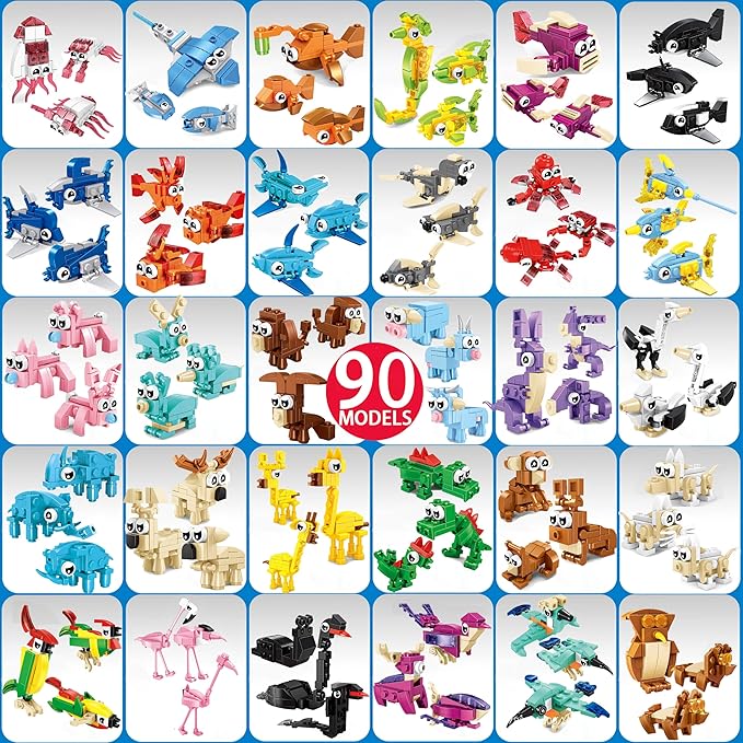 30 Pack Mini Animal Building Blocks Party Favors for Kids with 90 Models,Classroom Prizes,Birthday Gifts,Easter,Christmas,Valentine's Day Toys for Boys Girls Ages 6+