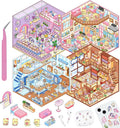 DIY 3D House Stickers, 4 Sets Fun DIY Stickers Scene Make Your Own Mini House Cute Cartoon Animal Scene Sticker for Kids Adult Sticker Art Relief Stress Pass The Time