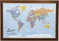 Canvas - Personalized Blue Oceans World Push Pin Travel Map with Brown Frame