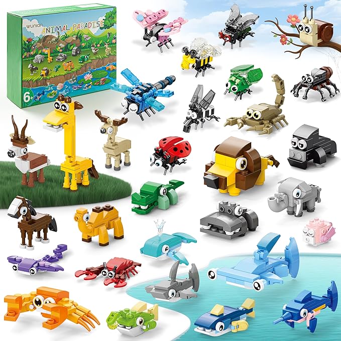 30 Packs Party Favors for Kids, 888 PCS Animal Building Blocks Mini Sets Party Favors for Goodie Bags Stuffers Classroom Prizes Return Gifts Birthday Bulk Gifts for Boys Girls Student Ages 6+
