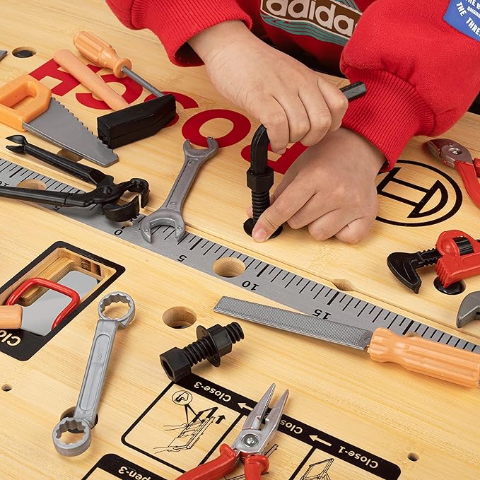 28 Pcs Kids Toy Tool Set Construction Party Supplies Plastic Pretend Play Accessory for Boys with Screwdrivers Pliers Axes Saws