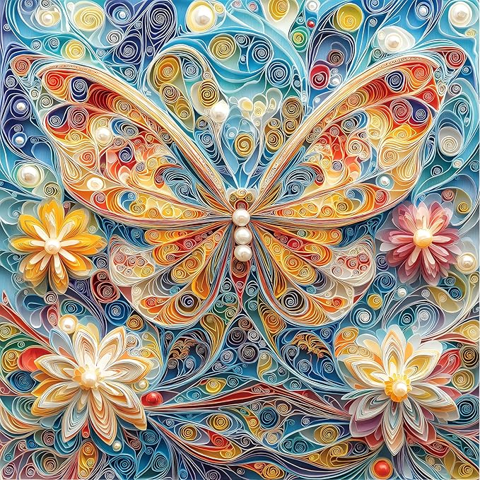 500 Piece Jigsaw Puzzles for Adults - Butterfly Quilling Art Puzzle, 20x20 Inch Challenging Adult Puzzles, Unique Artistic Brain Teaser for Solo & Family Game Night