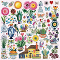500 Piece Jigsaw Puzzle for Adults Vibrant Garden Scene Cute Butterflies Flowers Birds House Whimsical Doodle Collage Garden Charming Cartoon Art Challenging Yet Relaxing, 20x20 Inch Artwork