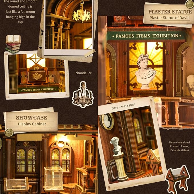 ISSEVE Book Nook Kit, DIY 3D Wooden Puzzle Dollhouse Booknook for Adults, Tiny Miniature House Kit Bookshelf Decor, Halloween for Crafts Book Lovers (Library of Philosophical)
