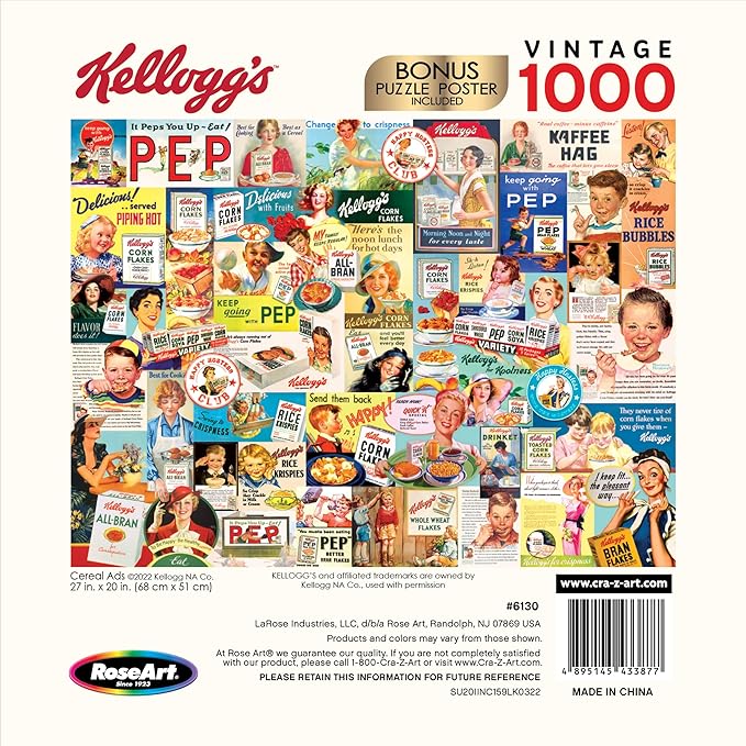 RoseArt - Kellogg's - Cereal Ads - 1000 Piece Jigsaw Puzzles for Adults