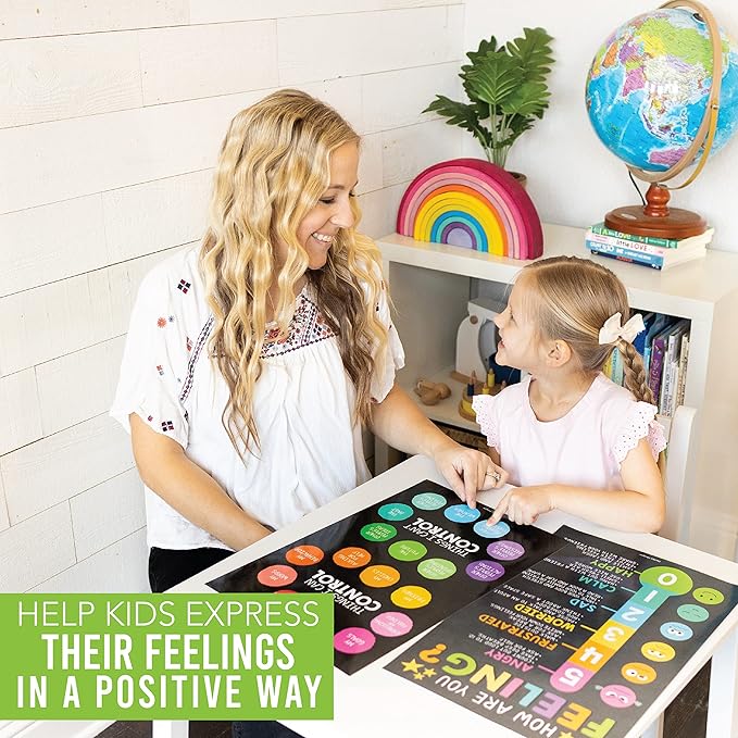 Hadley Designs Feelings Chart For Kids Ages 4-8- Emotions Chart For Toddlers 3-5, Counseling Feelings Posters For Classroom Calming Corner, Social Emotional Learning Poster, Chalkboard Classroom Decor