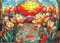 Stained Glass Flower Puzzles for Adults 1000 Pieces Colorful Impossible Hard Puzzle for Adults Beautiful Vintage Flowers Art Jigsaw Puzzles 1000 Pieces Unique Challenging Floral Family Puzzle