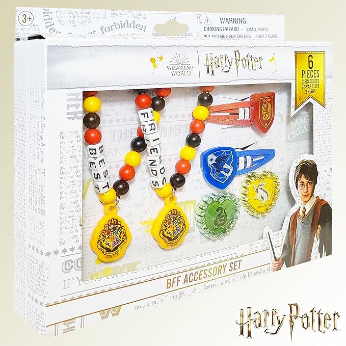LUV HER Harry Potter Girls BFF 6 Piece Toy Jewelry Box Set with 2 Rings, 2 Bead Bracelets and Snap Hair Clips Ages 3+