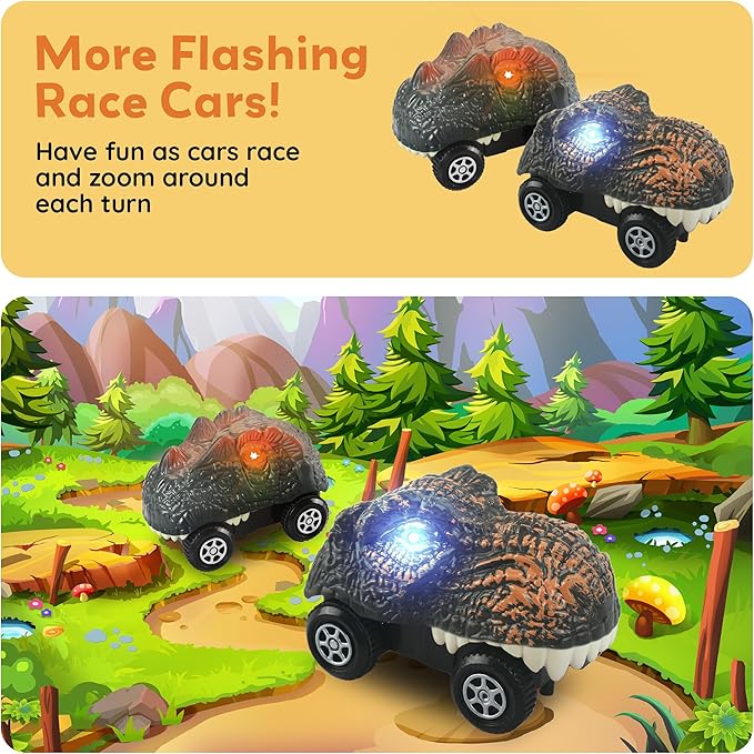 PicassoTiles 2 Piece Swift Highly Detailed Race Track Truck Dinosaur Cars Accessories in Bulk Package Compatible with STEM Magnetic Tile Race Track Building Kits for Kids Boys & Girls Ages 3+ PTE10