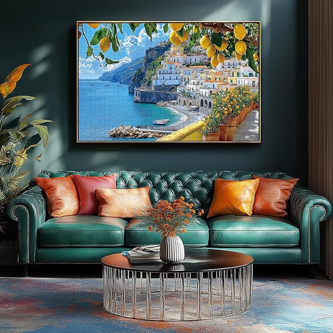 500 Piece Amalfi Coast Puzzle, Premium Jigsaw Puzzle for Adults, Rustic Style, 23 x 15 Inches