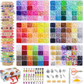 Ilootm Friendship Bracelet Kit, 16800pcs, 96 Colors Polymer Clay Beads & 24 Colors Glass Seed Beads, 400 Letters Beads，Bracelet Making Kit for DIY Jewelry Making&Friendship Bracelet Making