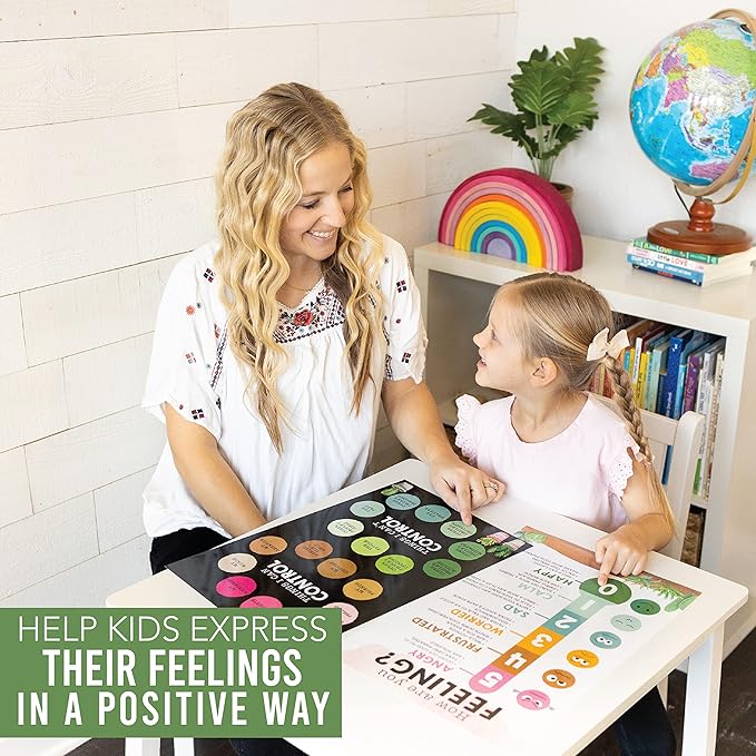 Hadley Designs Feelings Chart For Kids Ages 4-8 - Emotions Chart For Toddlers 3-5, Counseling Feelings Posters For Classroom Calming Corner, Social Emotional Learning Posters, Cactus Classroom Decor