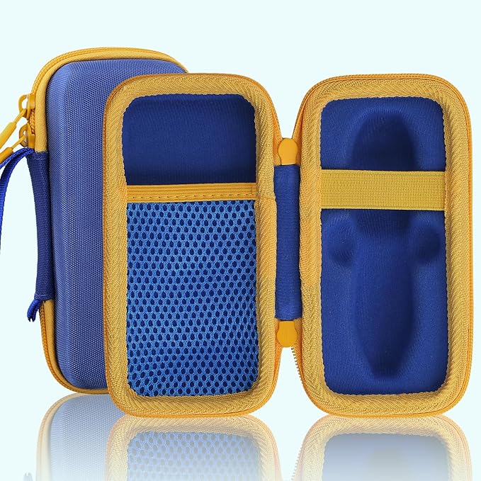 co2CREA Hard Case for 3Doodler Start+ Essentials (2024) 3D Pen Set - Storage Organizer with Custom Slots for Art Activity Set, Printing Filament Refill and USB Charger, Blue Case + Yellow Zipper