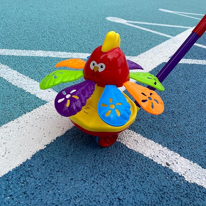 Interactive Youngsters' Toy Car with Spinning Wings & Jingle Bell - Educational Fun for Christmas, Halloween, Thanksgiving, Birthday Gifts, Rooster Toys - (Color Random)