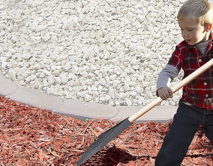 Pack of 12 Kids Rake with Hardwood Handle, Durable Plastic Head to Sweep Leaves in Lawn and Tidying Up The Garden, 34" (Grey)