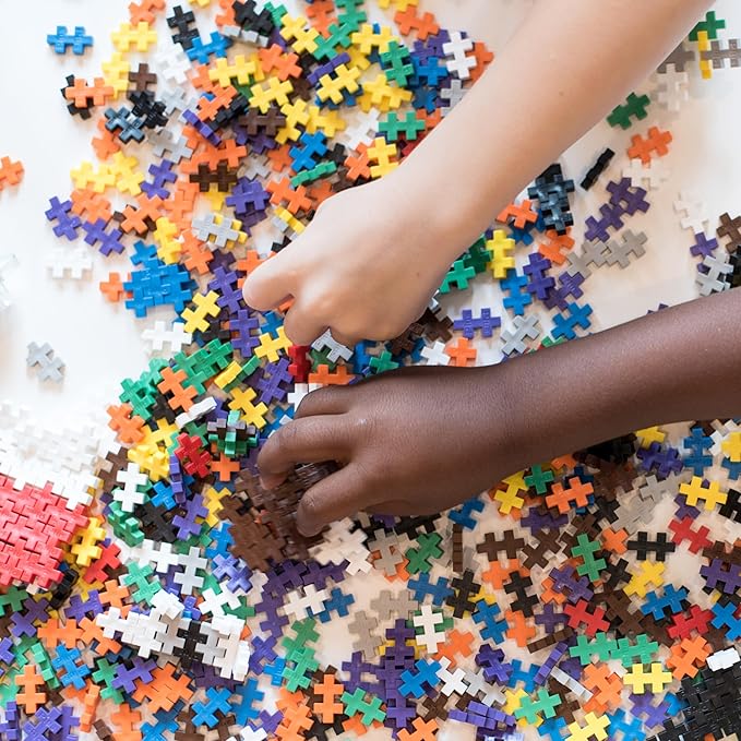 Plus Plus 500 Piece Super Tube, Interlocking Building Block 3D Puzzle Kit, Kids Stem Connecting Toys - Basic Color Mix