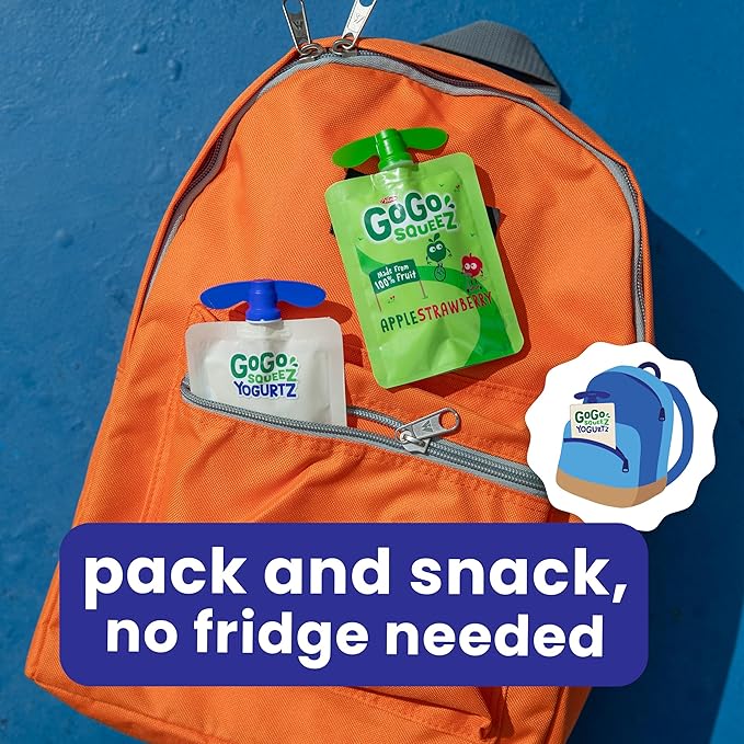 GoGo squeeZ yogurtZ Variety Pack, Blueberry & Berry, 3 oz (Pack of 20), Kids Snacks Made from Real Yogurt and Fruit, No Fridge Needed, Gluten Free, Nut Free, Recloseable Cap, BPA Free Pouches