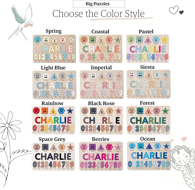 Wood Name Puzzle, Kid Gift, Toddler Name Puzzle, Baby Name Puzzle, Baby Gift, Baby Boy Gift, Baby Girl Gift, Toddler Gift, Birthday Gift, Toddler Toy, Baby Toy, Montessori, Custom Puzzle
