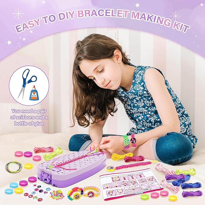 Friendship Bracelet Making Kit for Girls,DIY Arts and Crafts Toys,Jewelry String Maker Kit,The Best Birthday Gifts Ideas for Girls 6 7 8 9 10 11 12+ Years Old（Double Purple