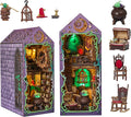 [2025 New] Mystic Theurge's Book Nook Kit with Dust Cover & LED Light, DIY Miniature House Kit Toy, 3D Wooden Puzzle Bookshelf Decor Building Kit, Birthday Gifts for Family & Friends
