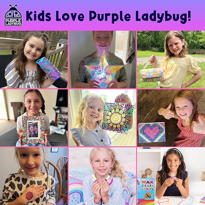 PURPLE LADYBUG Sparkly DIY Wooden Jewelry Box Craft for Girls 8-12 with 1500+ Non-Toxic Gems - Christmas & Birthday Gift for 4 5 6 7 8 9 10 11 12 Girl, Girls Toys 8-10 - Mosaic Mermaid Unicorn Design