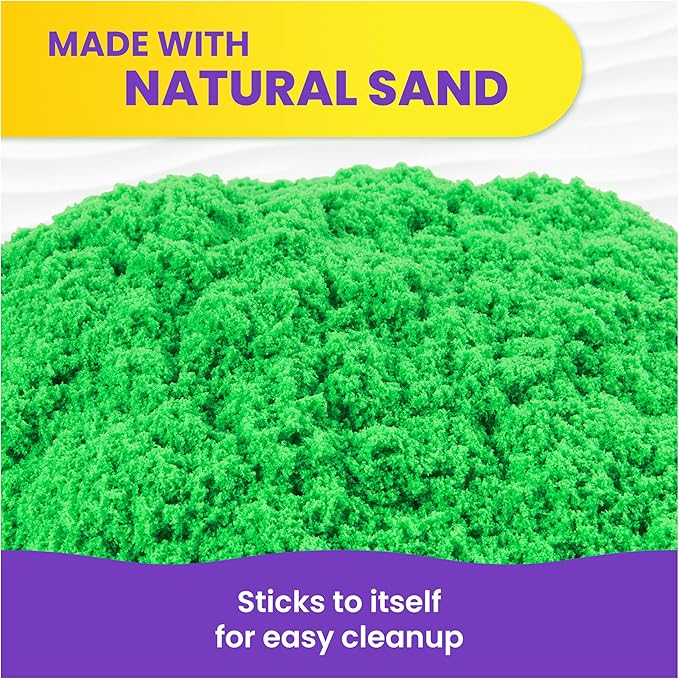 Kinetic Sand, 2.5lbs Green Play Sand, Moldable Sensory Toys for Kids, Resealable Bag (Packaging May Vary), for Ages 3 and up