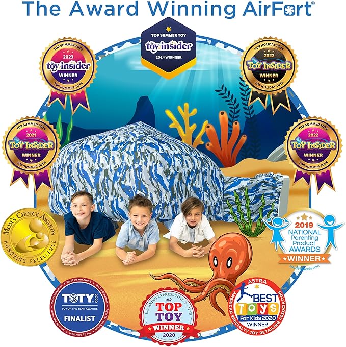 The Original AIR FORT Build A Fort in 30 Seconds, Inflatable Fort for Kids (Ocean Camo)