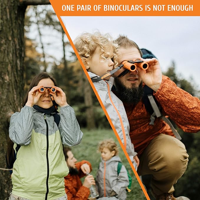 BeBison Binoculars for Kids - 8x21 High Resolution Real Optics - Compact Folding Shockproof Kids Binoculars for Bird Watching - Spy Games - Outdoor Play for Boys and Girl