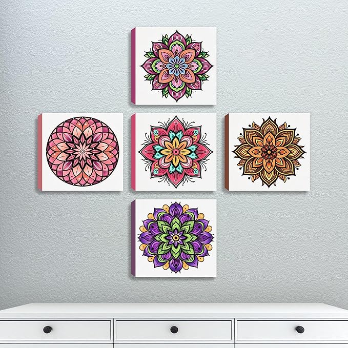 ArtPops Coloring Boxes – Pop-Up Pre-Printed Coloring Box Set – DIY Wall Art Kit for Teens & Adults – Eco-Friendly, Easy to Hang, No Frame Needed – 5-Pack, Peaceful Patterns
