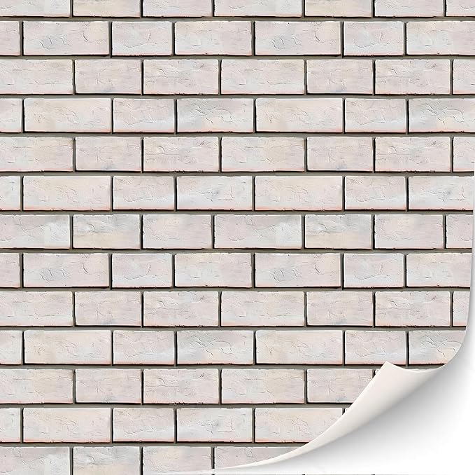 3 Sheets Self-Adhesive Wall Cladding for Dollhouse 1:12 Scale (White Bricks 1)