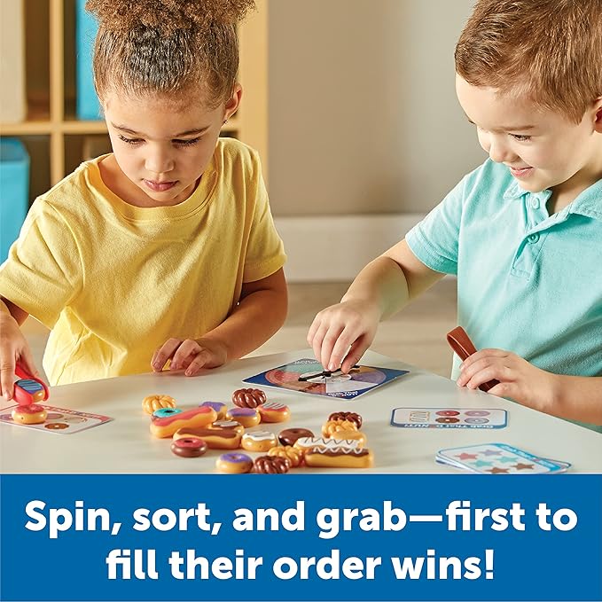 Learning Resources Grab That Donut! Fine Motor Game - Toddler Food Bakery Toys, Board Games, Color Sorting, Gifts for Boys and Girls, Hand Eye Coordination, Preschool Sensory Activities
